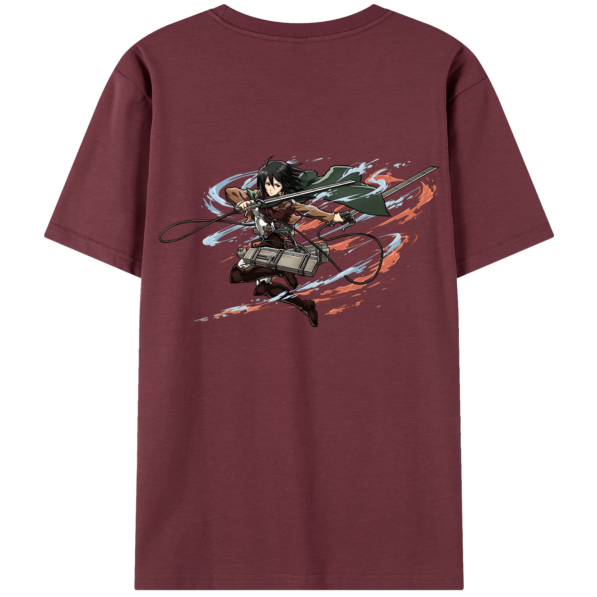 （画像用） 進撃の巨人 ミカサ·アッカーマン Attack on Titan Mikasa Ackerman 綿100％半袖Tシャツ（背面プリント）